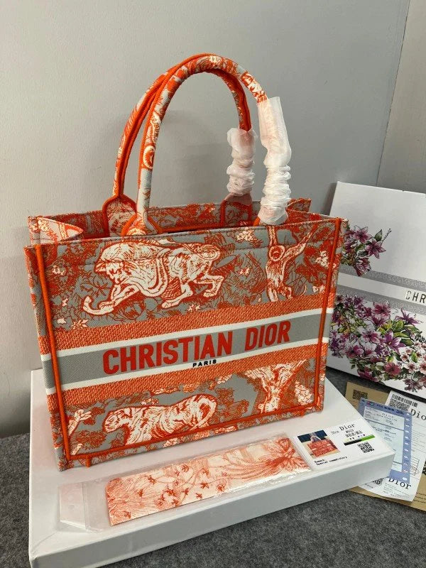Velmora Tiger Print Book Tote – Orange 36cm ( Dior )