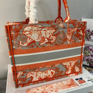 Velmora Tiger Print Book Tote – Orange 36cm ( Dior )