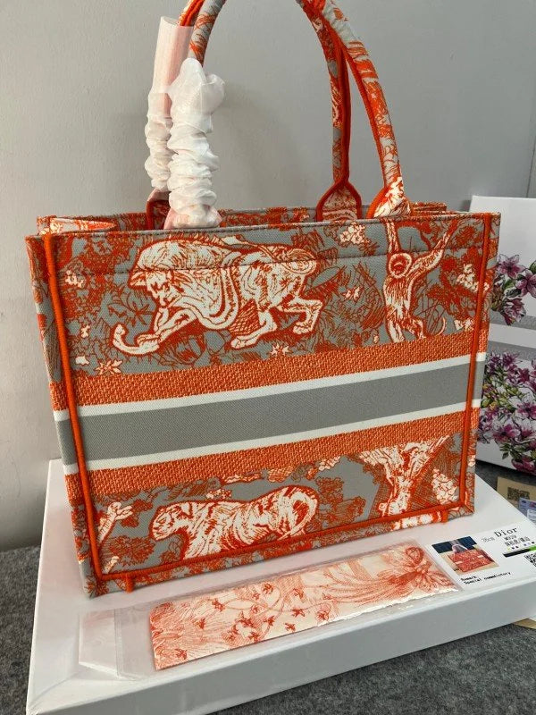 Velmora Tiger Print Book Tote – Orange 36cm ( Dior )