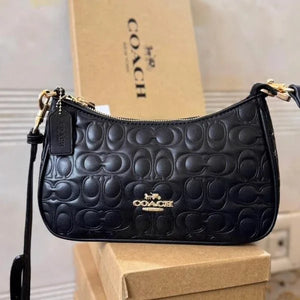 Velmora Terry Embossed Shoulder Bag – Black ( Coach )