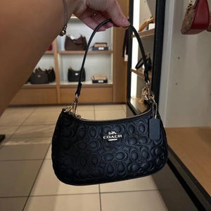 Velmora Terry Embossed Shoulder Bag – Black ( Coach )