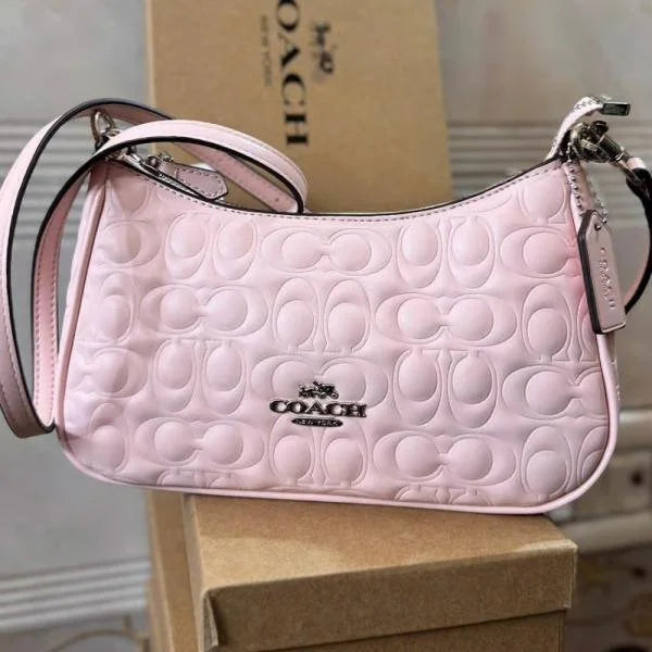 Velmora Terry Embossed Shoulder Bag – Pink ( Coach )