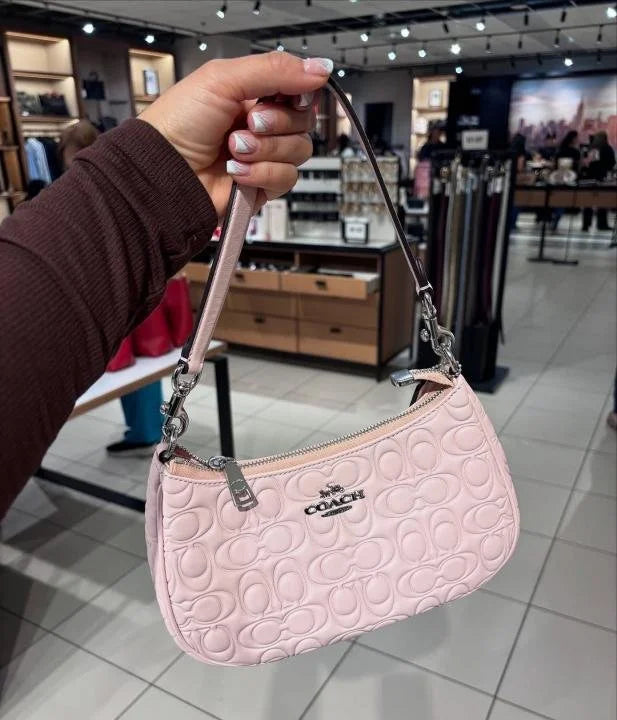 Velmora Terry Embossed Shoulder Bag – Pink ( Coach )