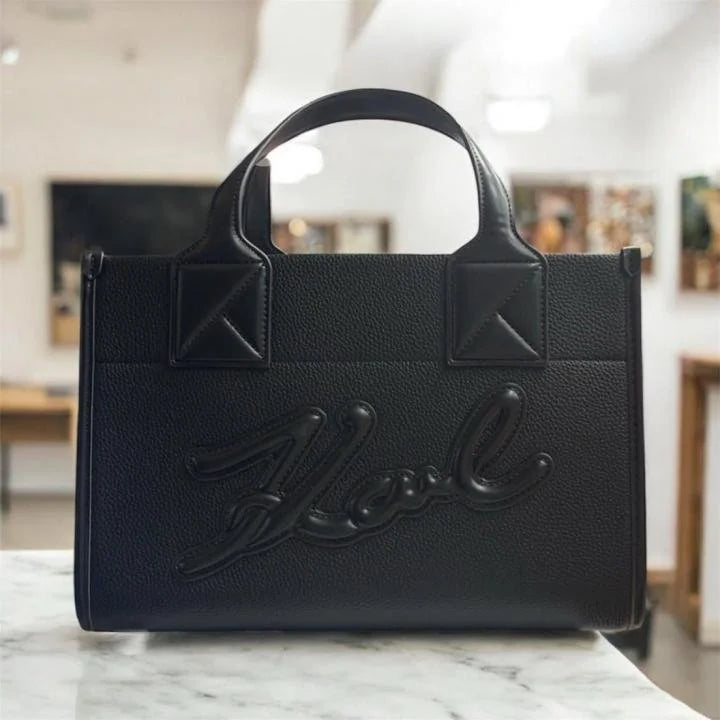 Velmora K-Square Medium Embossed Tote Bag – Signature Edition ( Karl Lagerfeld )