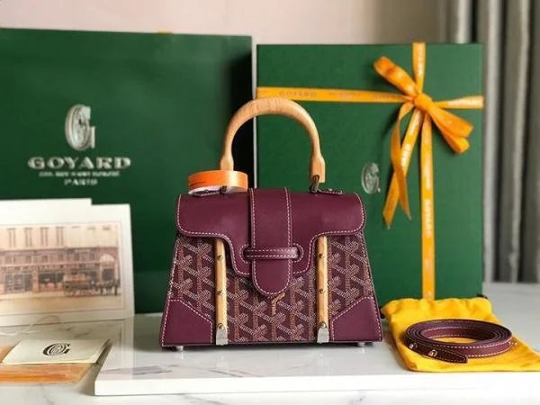 Velmora Maroon Structured Mini Bag with Strap – Goyard - Velmora