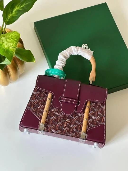 Velmora Maroon Structured Mini Bag with Strap – Goyard - Velmora