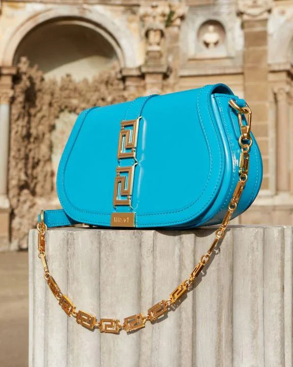 Velmora Greca Goddess Shoulder Bag – Royal Blue, Premium Edition ( Versace )