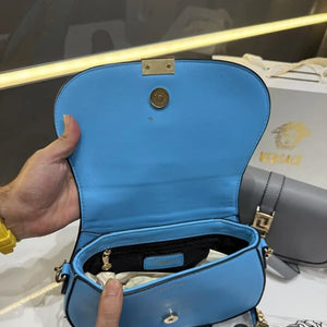 Velmora Greca Goddess Shoulder Bag – Royal Blue, Premium Edition ( Versace )
