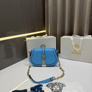 Velmora Greca Goddess Shoulder Bag – Royal Blue, Premium Edition ( Versace )