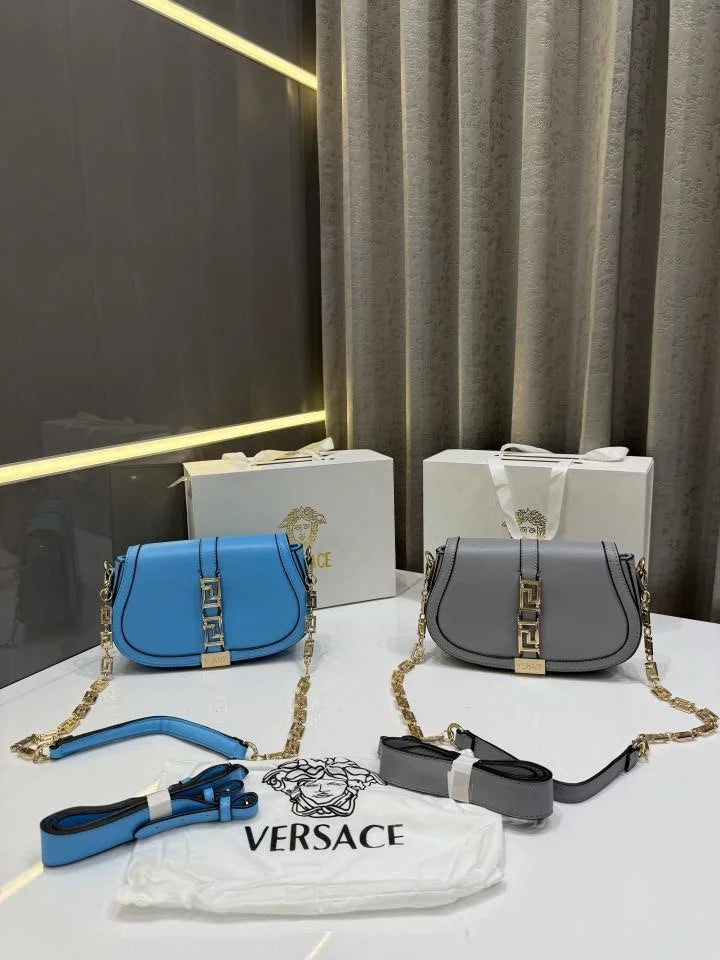 Velmora Greca Goddess Shoulder Bag – Royal Blue, Premium Edition ( Versace )