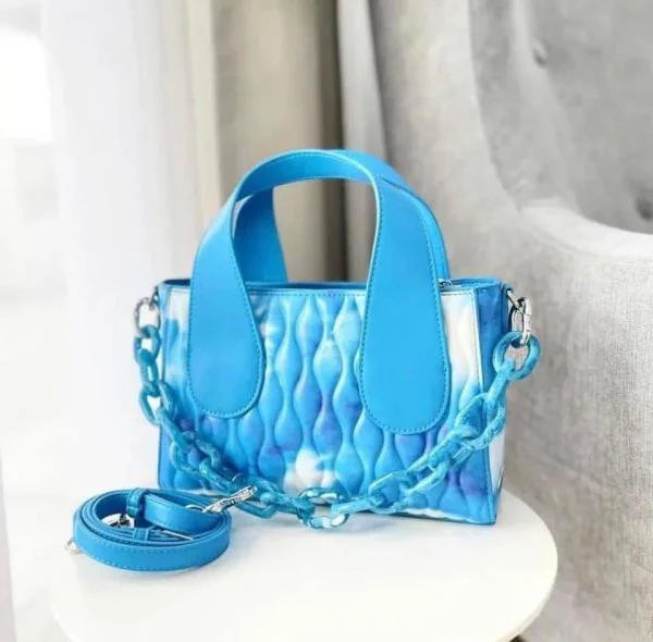 Velmora White Blue Handbag – Dual Tone Luxe Edition ( Charles & Keith )