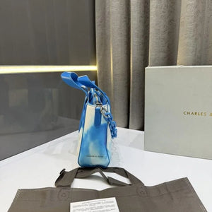 Velmora White Blue Handbag – Dual Tone Luxe Edition ( Charles & Keith )