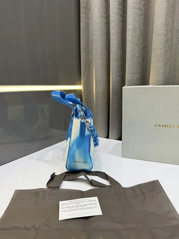 Velmora White Blue Handbag – Dual Tone Luxe Edition ( Charles & Keith )