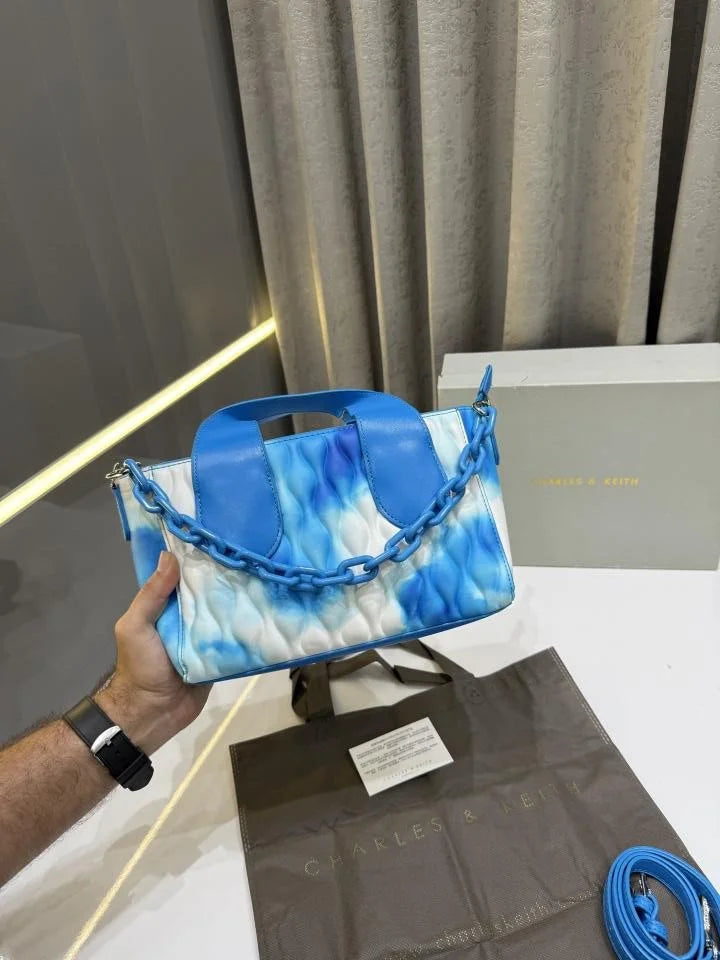 Velmora White Blue Handbag – Dual Tone Luxe Edition ( Charles & Keith )