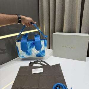 Velmora White Blue Handbag – Dual Tone Luxe Edition ( Charles & Keith )