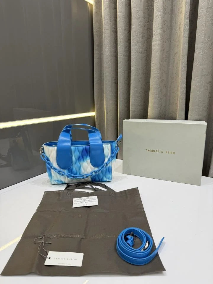 Velmora White Blue Handbag – Dual Tone Luxe Edition ( Charles & Keith )