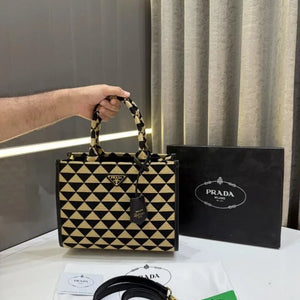 Velmora Mini Tote Bag – Black & Beige Duo, Premium Edition ( Prada )