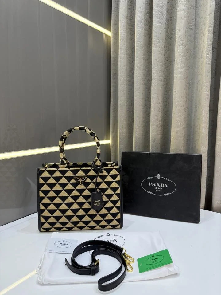 Velmora Mini Tote Bag – Black & Beige Duo, Premium Edition ( Prada )