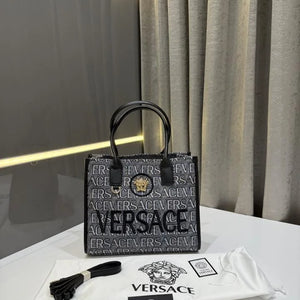 Velmora Logo Print Tote Bag – Ash Grey, Premium Edition ( Versace )