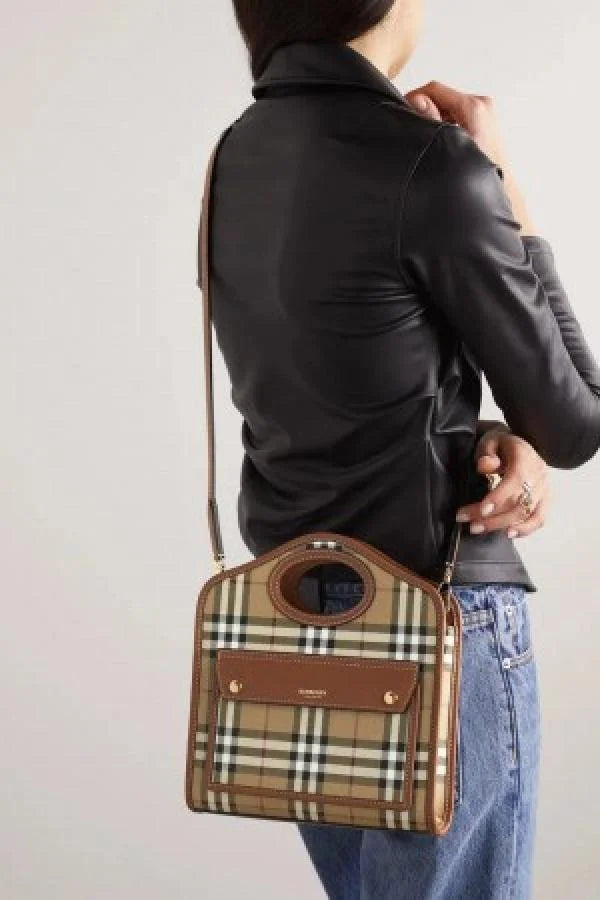 Velmora Mini Checkered Leather Tote Bag – Lattice Heritage Edition ( Burberry )