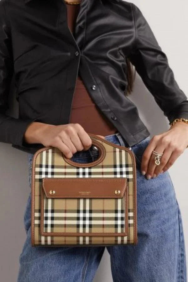 Velmora Mini Checkered Leather Tote Bag – Lattice Heritage Edition ( Burberry )
