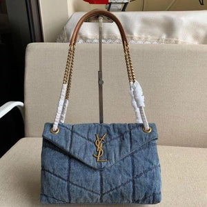 Velmora Denim Puffer Shoulder Bag – Luxe Edition ( YSL )