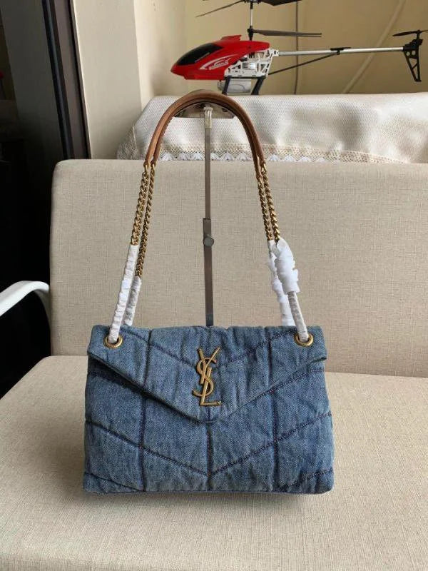 Velmora Denim Puffer Shoulder Bag – Luxe Edition ( YSL )