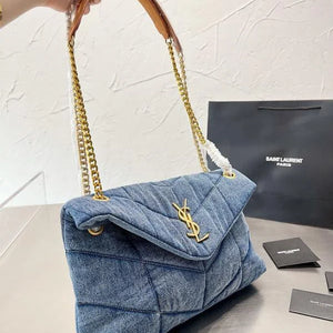 Velmora Denim Puffer Shoulder Bag – Luxe Edition ( YSL )