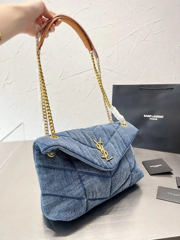 Velmora Denim Puffer Shoulder Bag – Luxe Edition ( YSL )