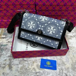 Velmora Monogram Shoulder Bag – Noir Black, Adjustable Strap Edition ( Tory Burch )