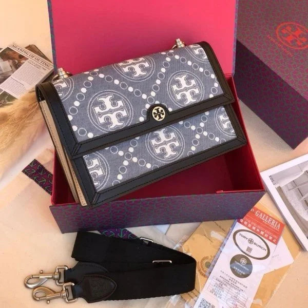 Velmora Monogram Shoulder Bag – Noir Black, Adjustable Strap Edition ( Tory Burch )