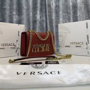 Velmora Saffiano Lock Crossbody Bag – Ruby Red, Premium Edition ( Versace )