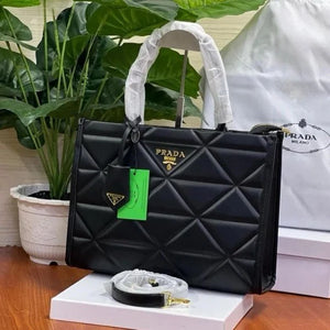 Velmora Symbole Leather Tote Bag – Emerald Green, Premium Edition ( Prada )