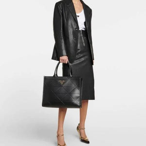 Velmora Symbole Leather Tote Bag – Emerald Green, Premium Edition ( Prada )