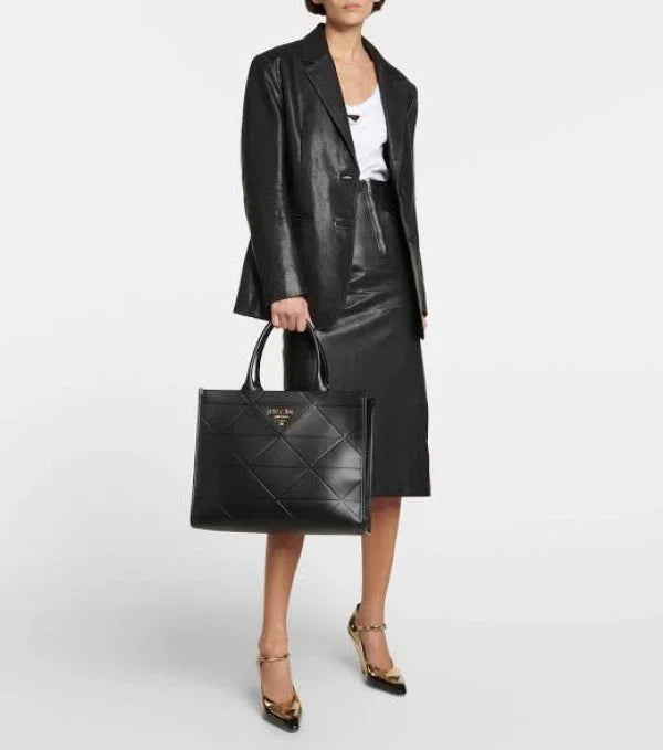 Velmora Symbole Leather Tote Bag – Emerald Green, Premium Edition ( Prada )