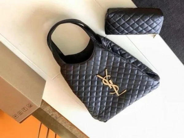Velmora Maxi Quilted Shopping Bag – Noir Luxe Edition ( YSL )
