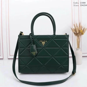 Velmora Symbole Leather Tote Bag – Emerald Green, Premium Edition ( Prada )
