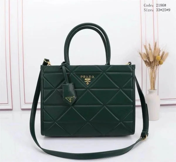 Velmora Symbole Leather Tote Bag – Emerald Green, Premium Edition ( Prada )