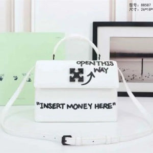 Velmora Jitney 1.4 Shoulder Bag – “Insert Money Here” White Edition ( Off-White )