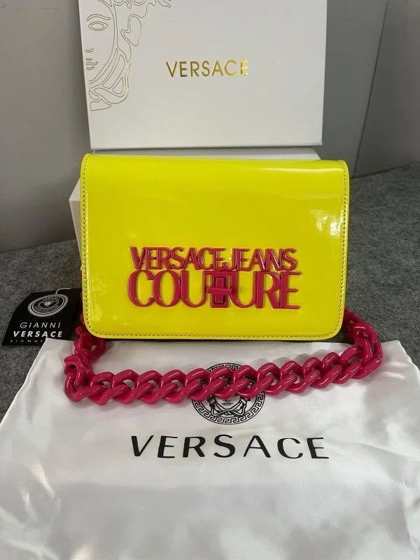 Velmora Structured Sling Bag – Neon Green, Premium Edition ( Versace )