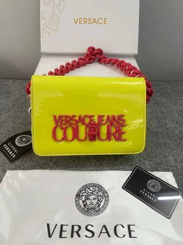 Velmora Structured Sling Bag – Neon Green, Premium Edition ( Versace )