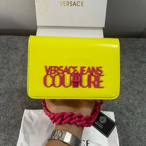 Velmora Structured Sling Bag – Neon Green, Premium Edition ( Versace )
