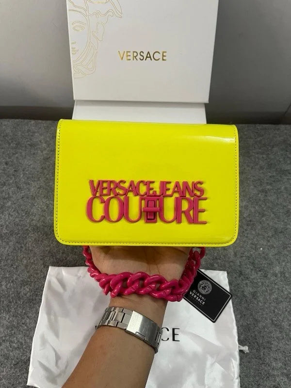 Velmora Structured Sling Bag – Neon Green, Premium Edition ( Versace )