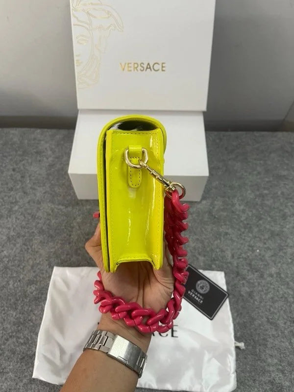 Velmora Structured Sling Bag – Neon Green, Premium Edition ( Versace )