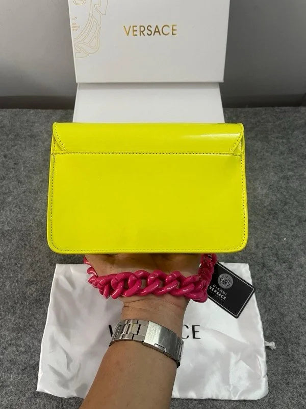 Velmora Structured Sling Bag – Neon Green, Premium Edition ( Versace )
