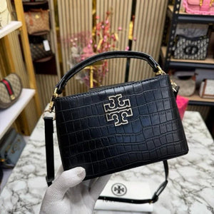Velmora Britten Handbag – Croc-Embossed Brown, Premium Edition ( Tory Burch )
