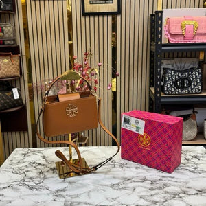 Velmora Britten Handbag – Croc-Embossed Brown, Premium Edition ( Tory Burch )