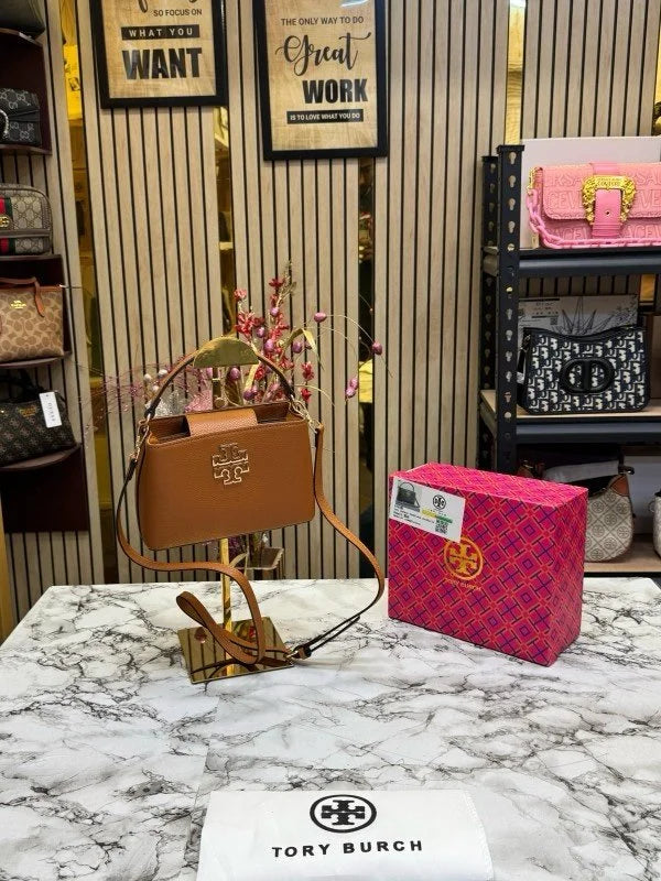 Velmora Britten Handbag – Croc-Embossed Brown, Premium Edition ( Tory Burch )