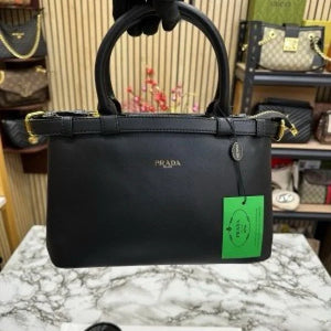 Velmora Buckle Handbag – Noir Black, Premium Edition ( Prada )