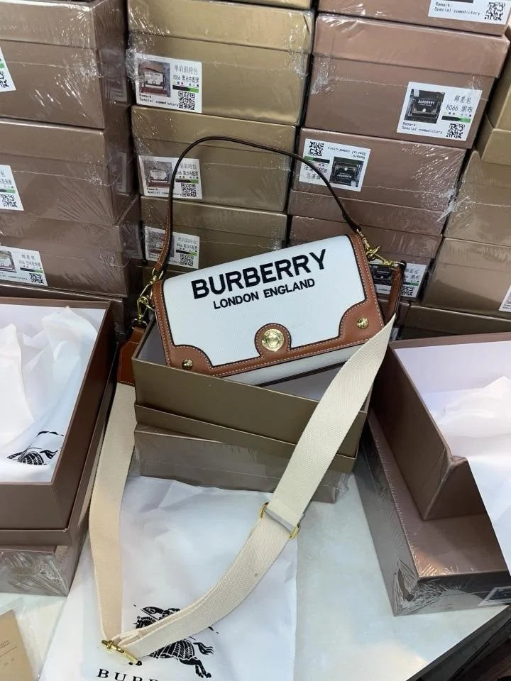 Velmora Vintage Logo Handbag – Heritage Luxe White Edition ( Burberry )